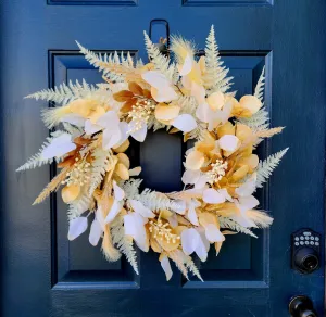 Eucalyptus Fall Wreath For Front Door or Mantle, Boho Chic, Neutral Inviting Silver Dollar Eucalyptus and Fern Wreaths