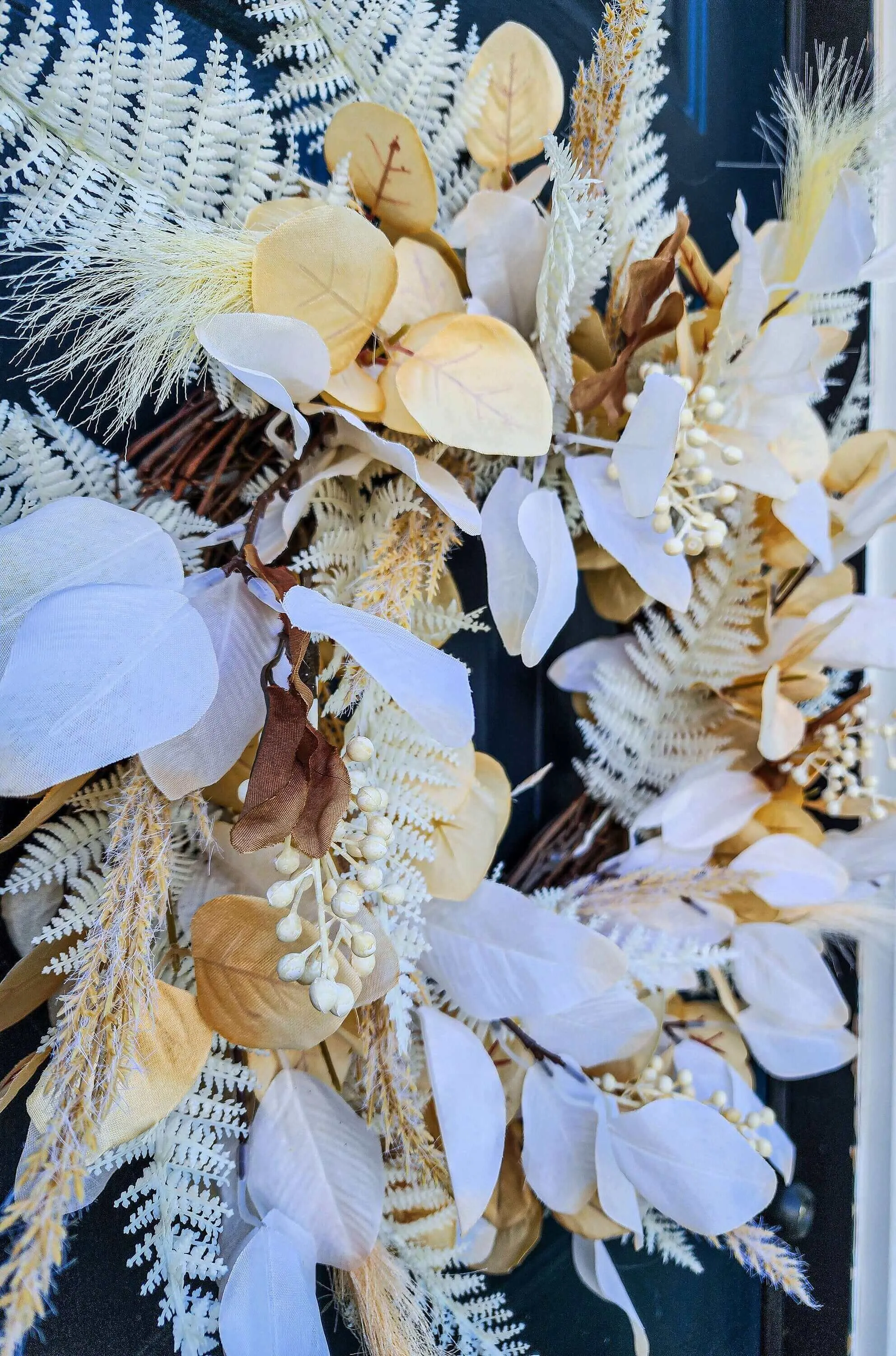 Eucalyptus Fall Wreath For Front Door or Mantle, Boho Chic, Neutral Inviting Silver Dollar Eucalyptus and Fern Wreaths