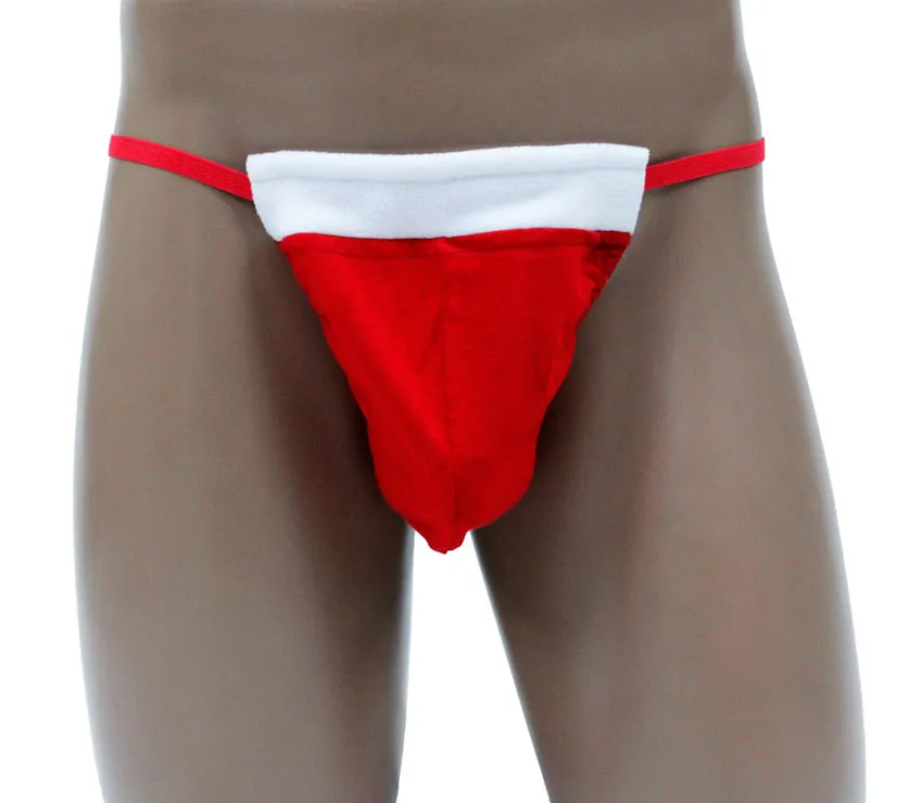 Festive Men's Santa Posing Strap: Elevate Your Christmas Style with a Stylish Male G-String