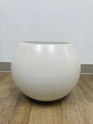 Fiberglass pot - off-white (16" W x 13" H )