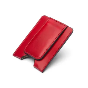 Flat Magnetic Leather Money Clip, 1 CC - Red