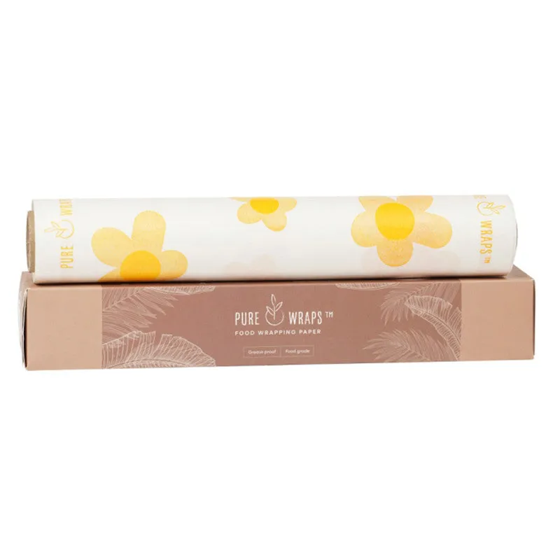 Food Wrapping Paper Roll | Pack of 2 | Yellow Flower Print |  White