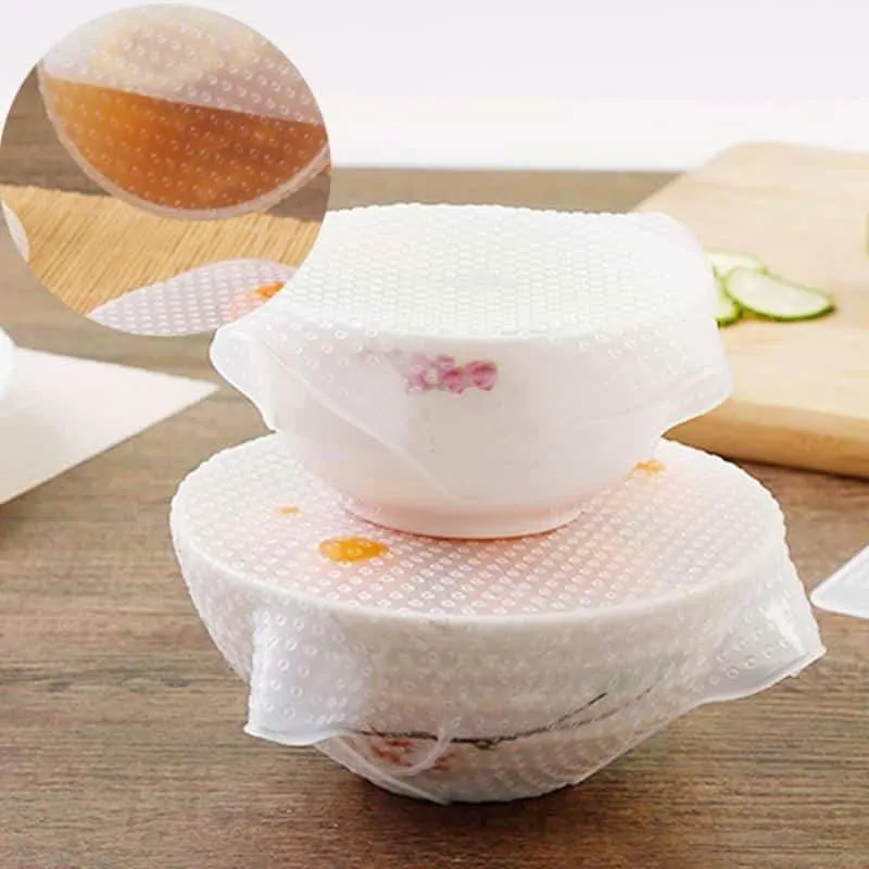 Fresh Keeping Food Silicone Wrap 4 Pcs Set