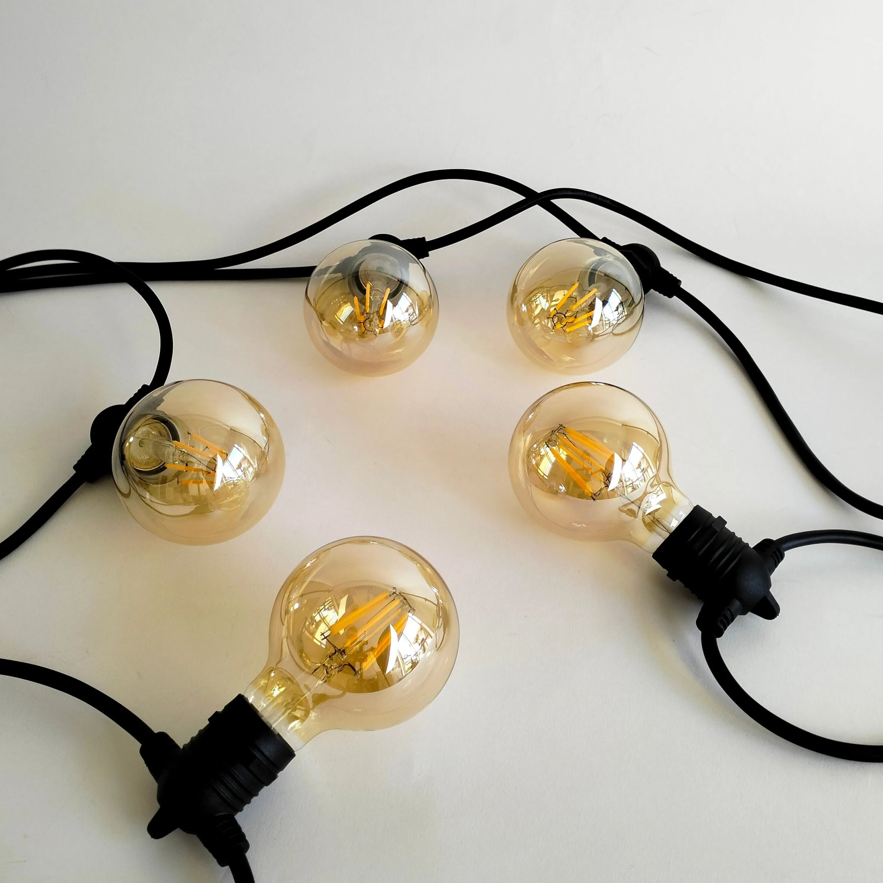 G80 Amber Bulb | 10m 20 Bulbs | Flush Mount Dimmable Festoon Lights