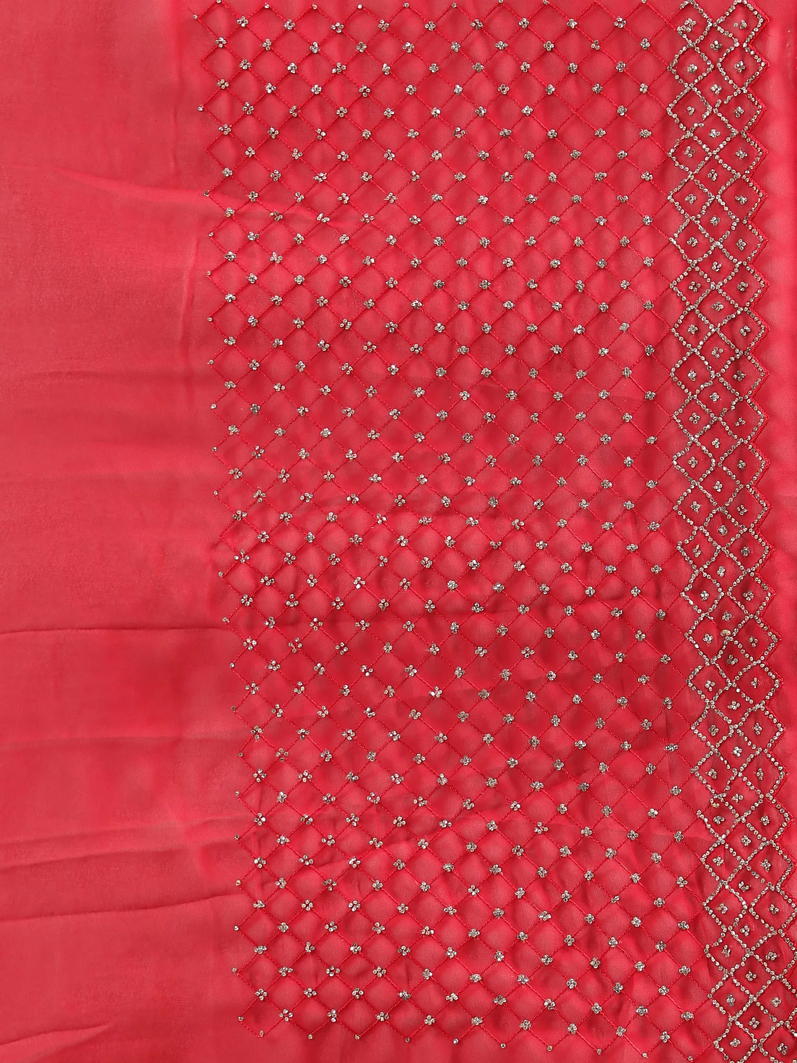 Georgette Saree with Mirror Work Border