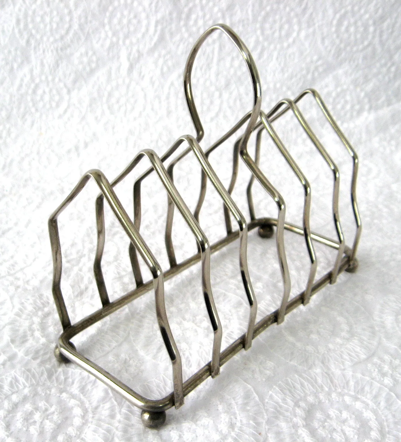 Gothic Arch Toast Rack Silverplate Letter Holder Ball Feet 1930s Napkins England