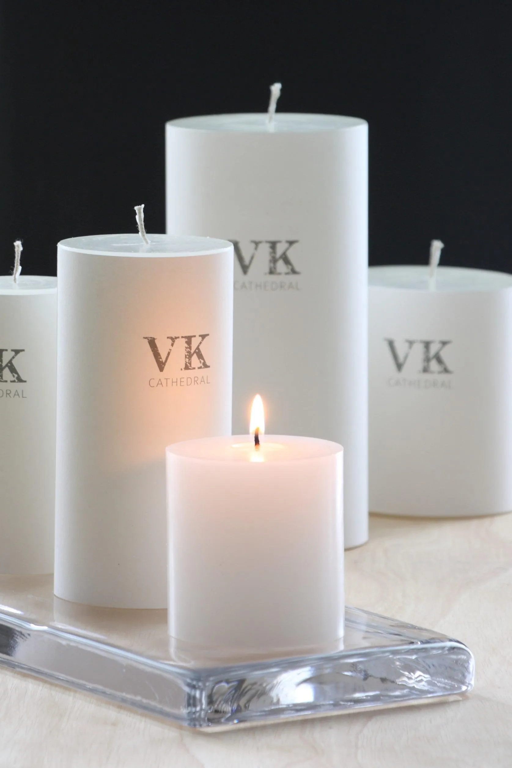 Green Cathedral Pillar Candles Tall (Set of 8)