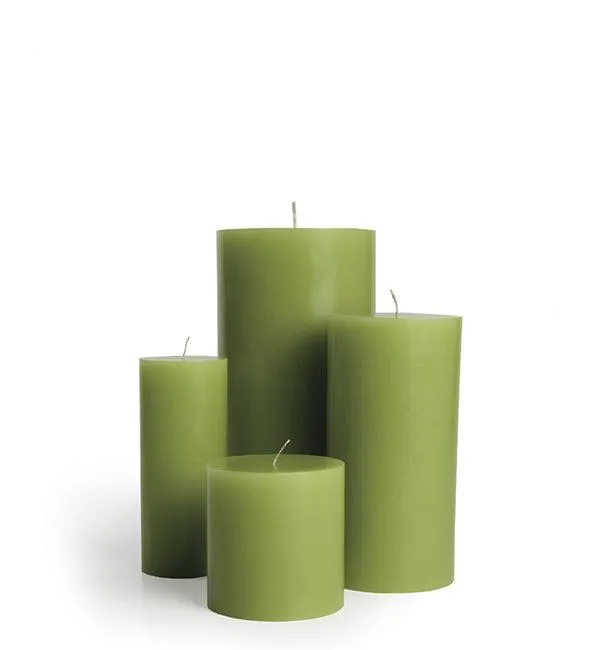 Green Cathedral Pillar Candles Tall (Set of 8)