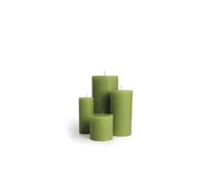 Green Cathedral Pillar Candles Tall (Set of 8)
