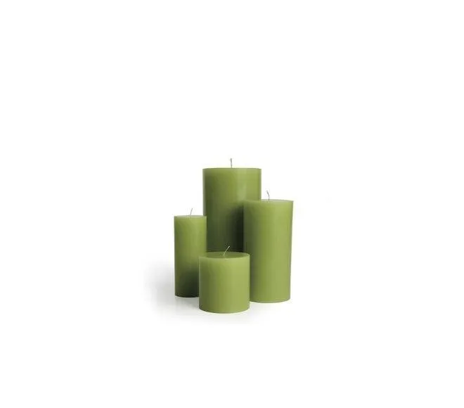 Green Cathedral Pillar Candles Tall (Set of 8)