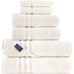 Hammam Linen Beige Bath Towels 6 Piece Set Sea Salt Soft Fluffy, Absorbent and Quick Dry Perfect for Daily Use