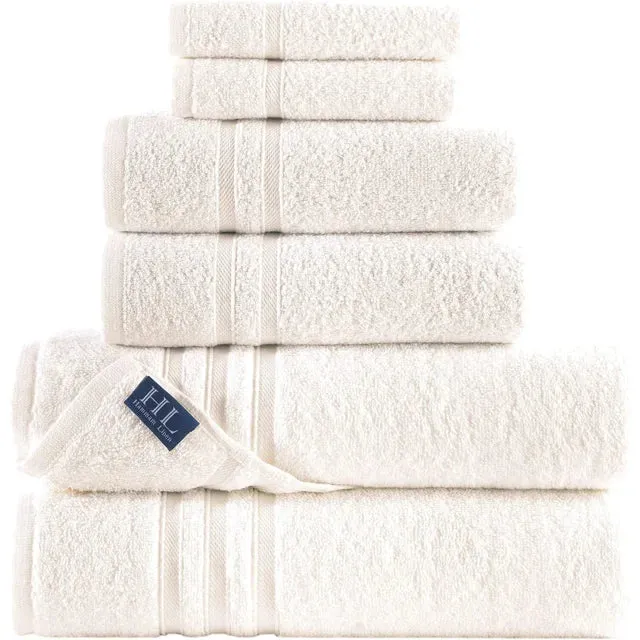 Hammam Linen Beige Bath Towels 6 Piece Set Sea Salt Soft Fluffy, Absorbent and Quick Dry Perfect for Daily Use