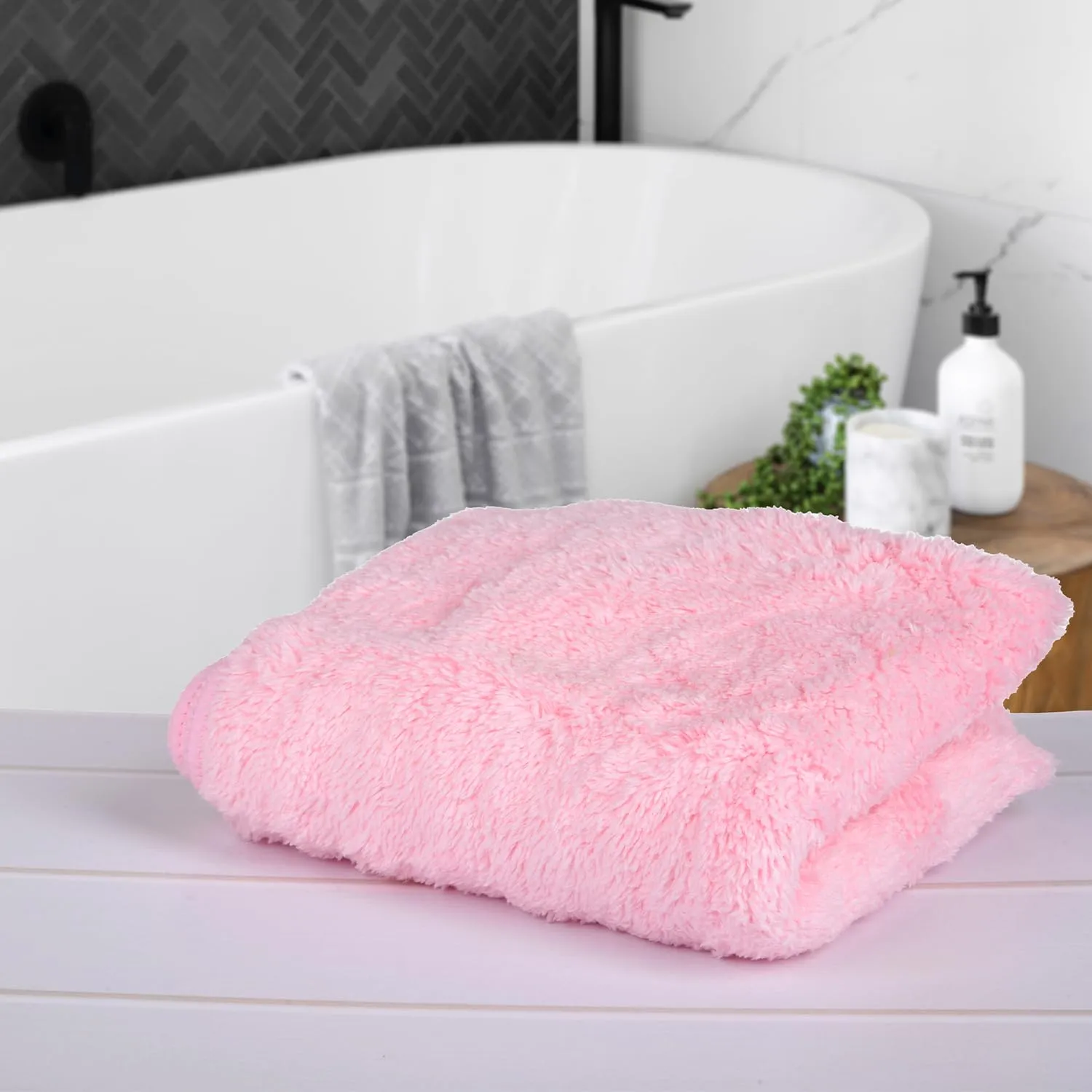 Heart Home Cleaning Towel | Reusable Cleaning Cloths for Kitchen | Duster Towel for Home Cleaning | 350 GSM Cleaning Cloth Towel for Car | Bike | 30x60 | Pack of 5 | Light Pink