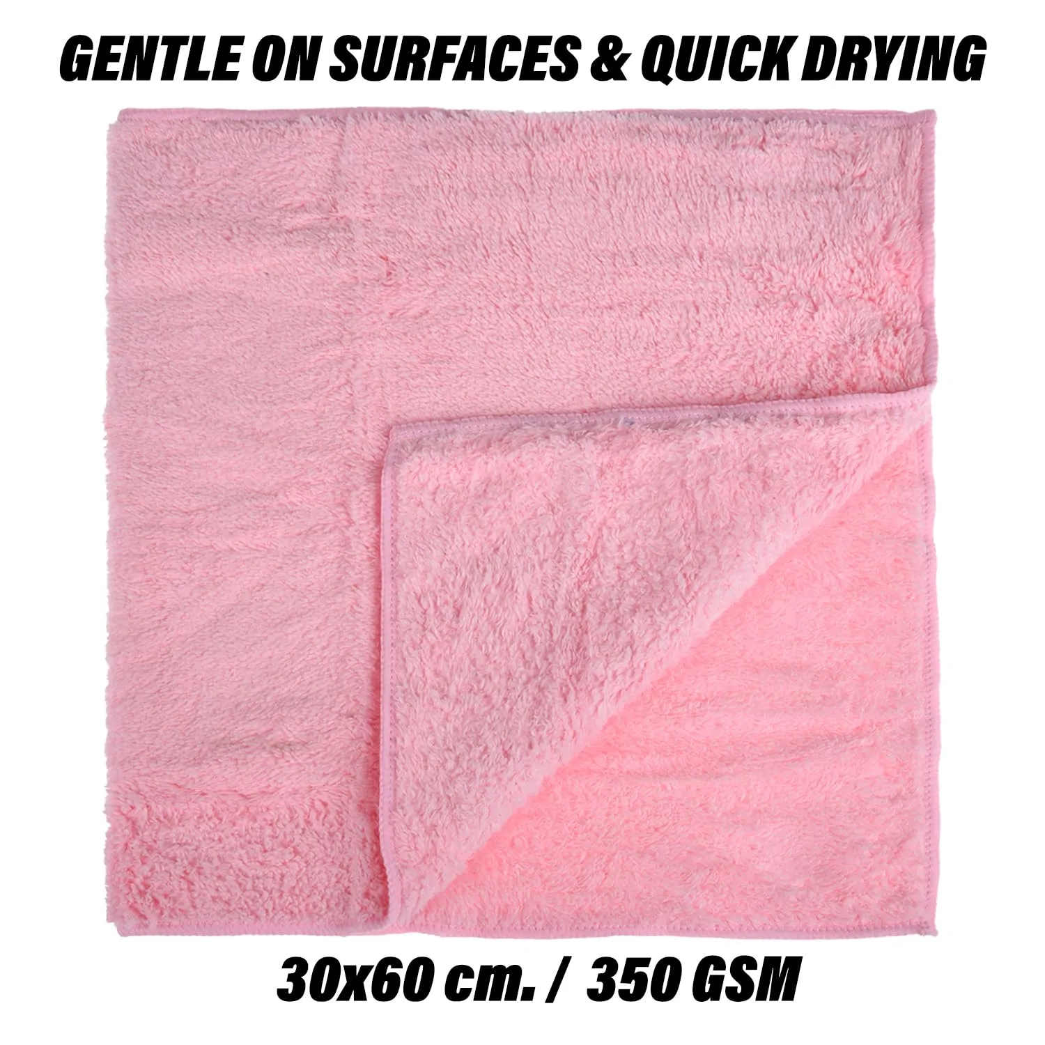 Heart Home Cleaning Towel | Reusable Cleaning Cloths for Kitchen | Duster Towel for Home Cleaning | 350 GSM Cleaning Cloth Towel for Car | Bike | 30x60 | Pack of 5 | Light Pink