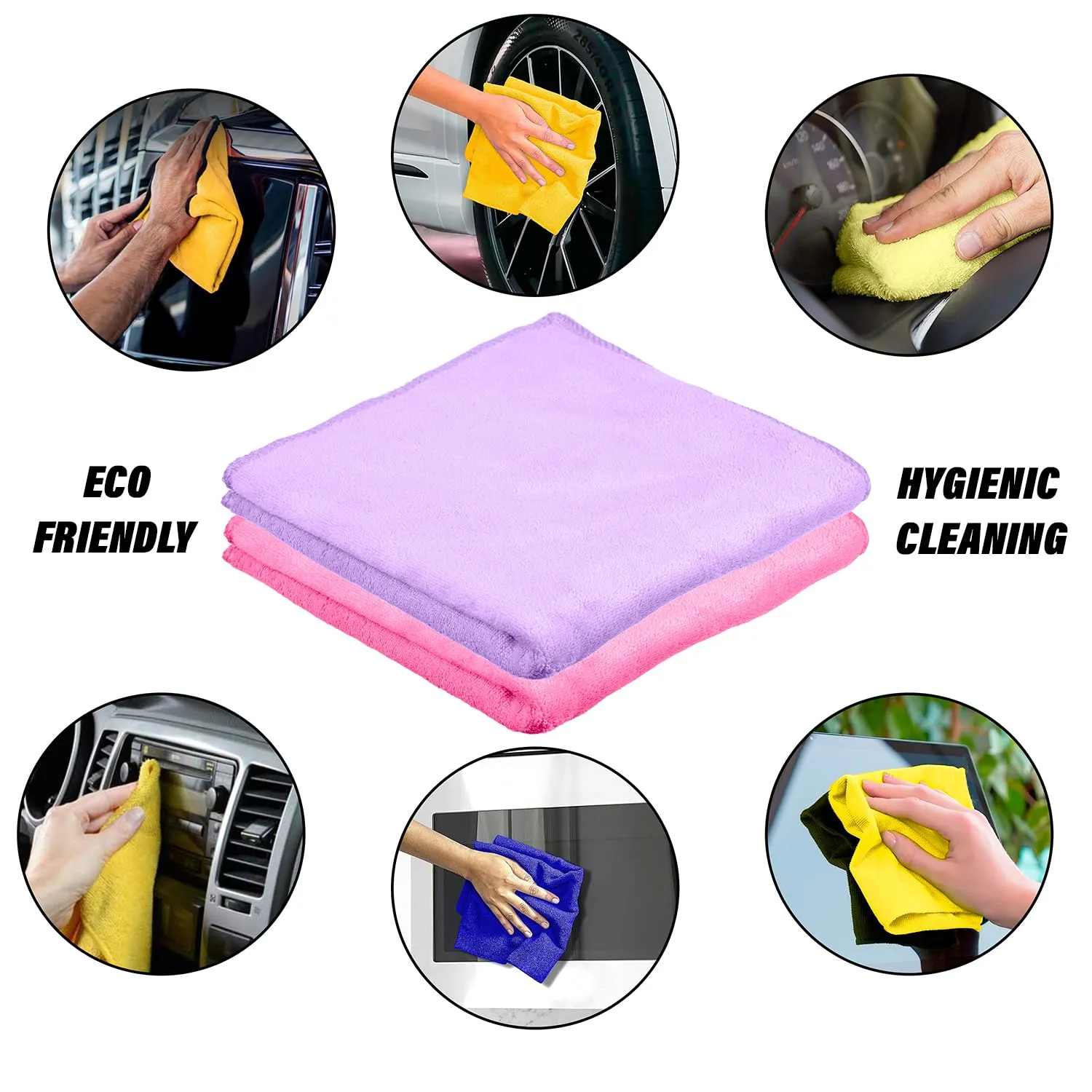 Heart Home Cleaning Towel | Reusable Cleaning Cloths for Kitchen | Duster Towel for Home Cleaning | 400 GSM Cleaning Cloth Towel for Car | Bike | 50x70 | Pack of 5 | Purple