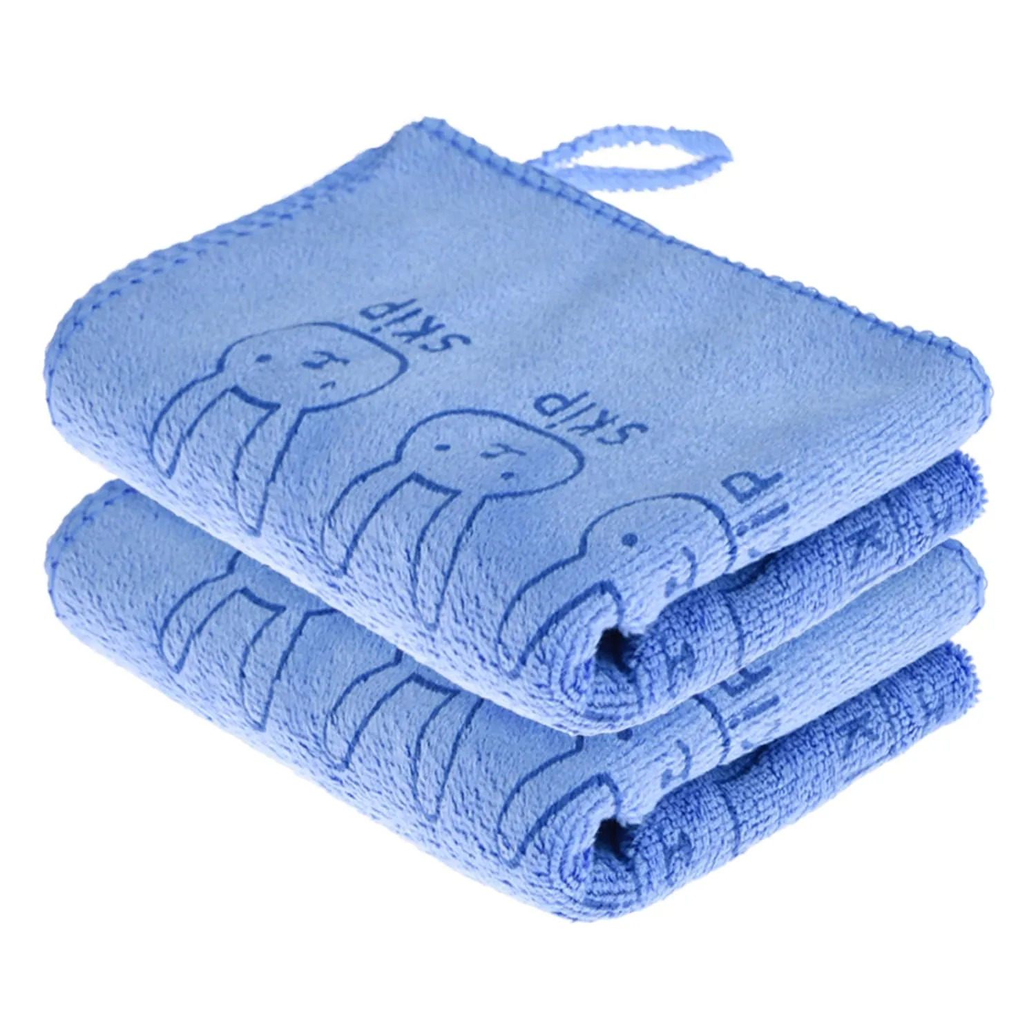 Heart Home Cleaning Towel | Reusable Cleaning Towel for Baby | Duster Towel for Home Cleaning | Skip Cleaning Cloth Towel with Hanging Loop | 30x40 | Pack of 2 | Blue