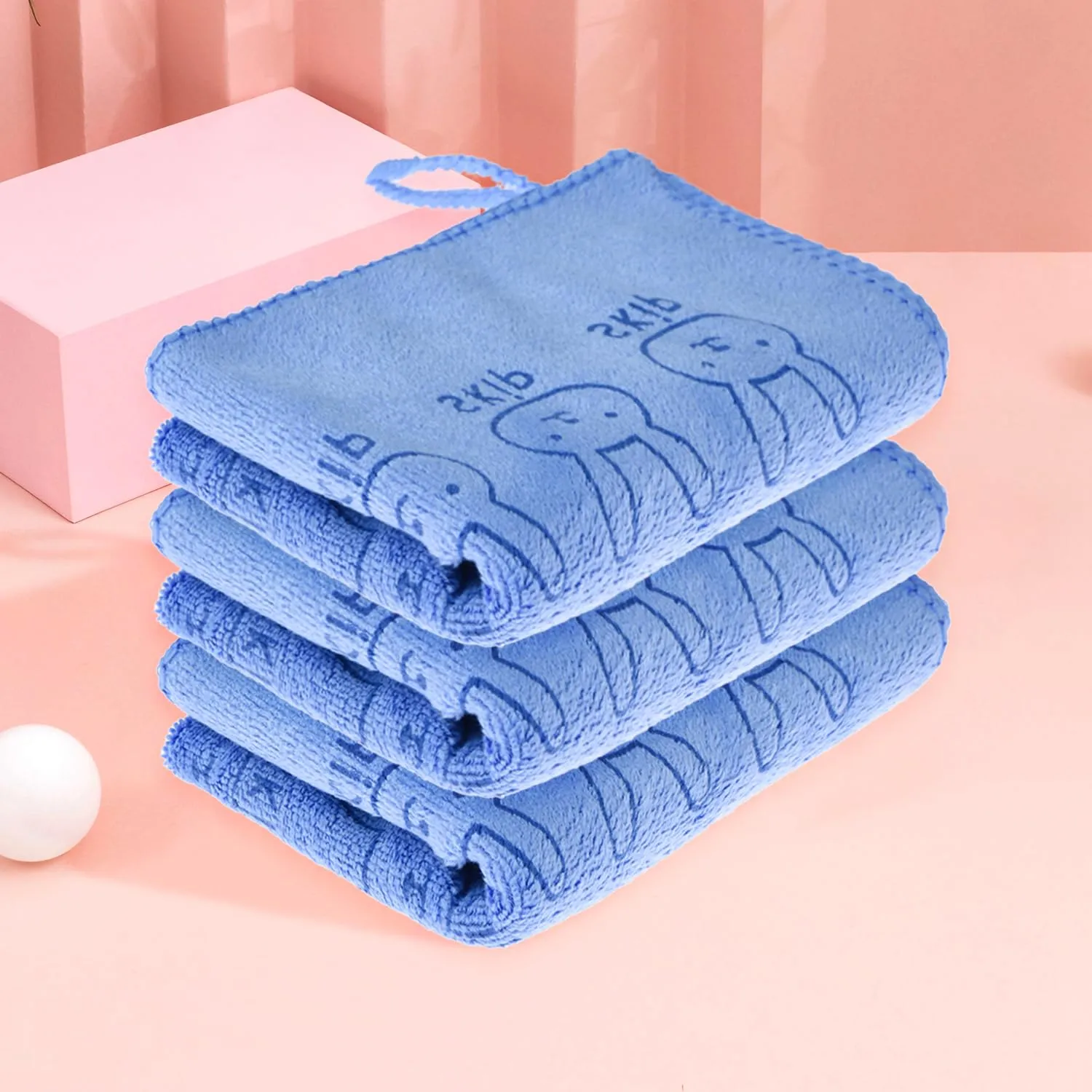 Heart Home Cleaning Towel | Reusable Cleaning Towel for Baby | Duster Towel for Home Cleaning | Skip Cleaning Cloth Towel with Hanging Loop | 30x40 | Pack of 2 | Blue