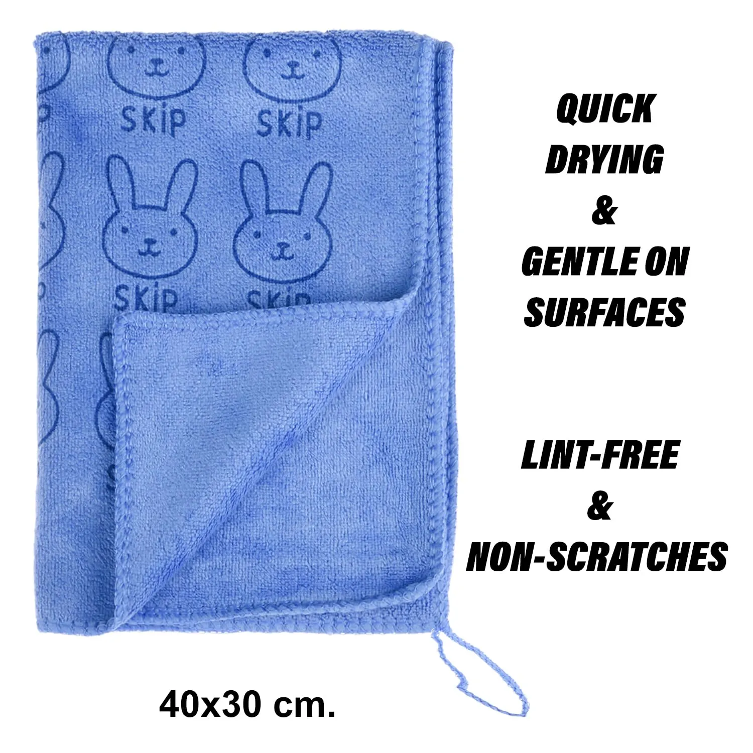 Heart Home Cleaning Towel | Reusable Cleaning Towel for Baby | Duster Towel for Home Cleaning | Skip Cleaning Cloth Towel with Hanging Loop | 30x40 | Pack of 2 | Blue
