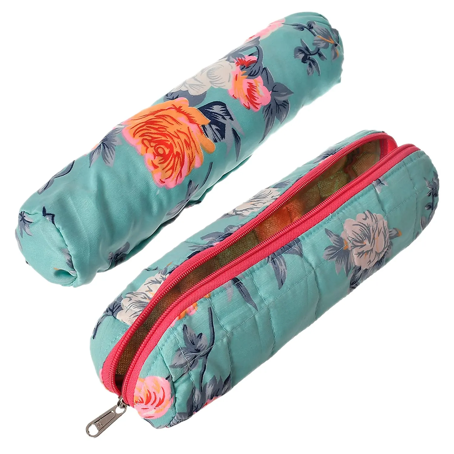 Heart Home Flower Printed Single Rod Cotton Bangle Organizer/Case/Holder/Pouch (Green)-50HH0768