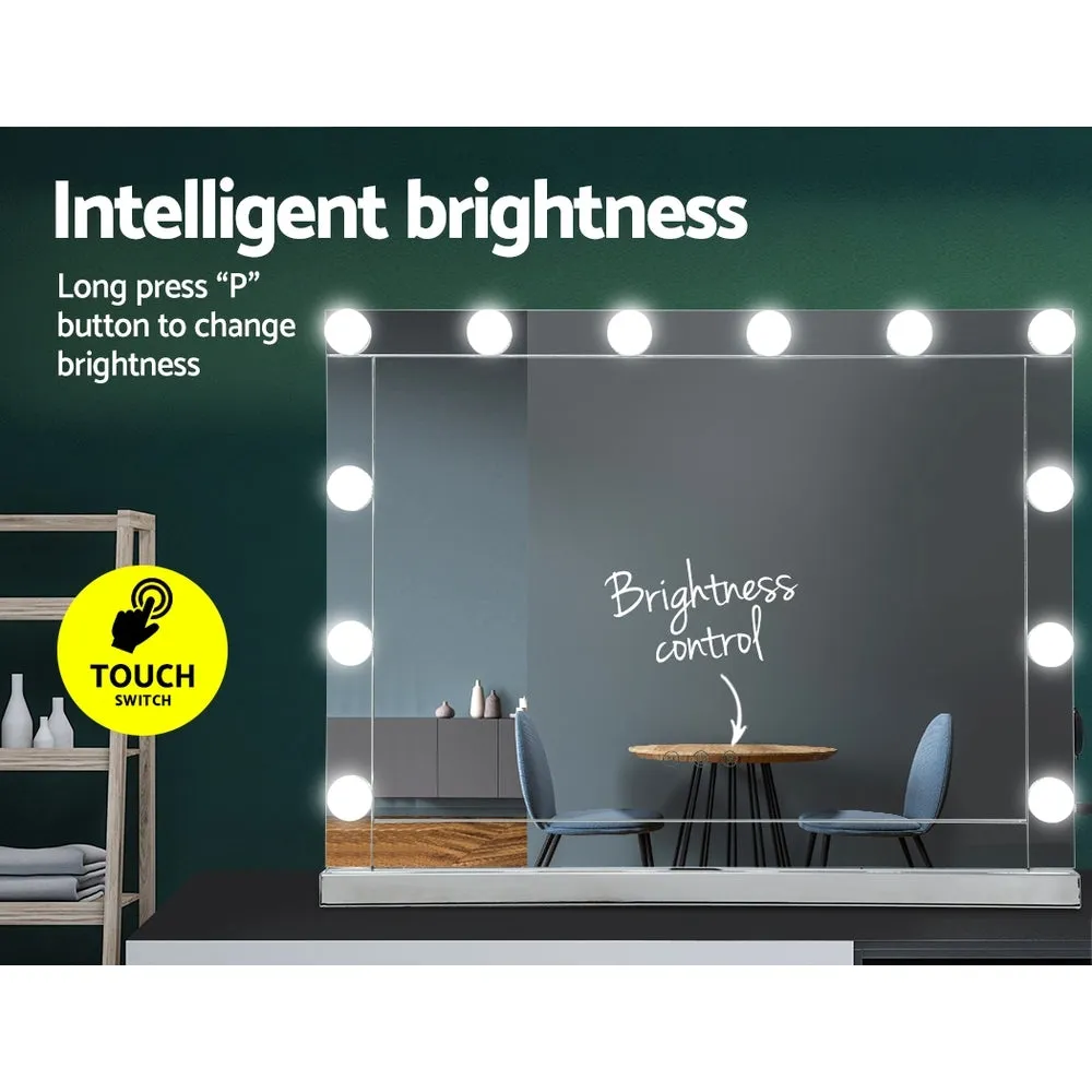 Hollywood Makeup Mirror With Light 12 LED Bulbs Vanity Lighted Silver 58cmx46cm