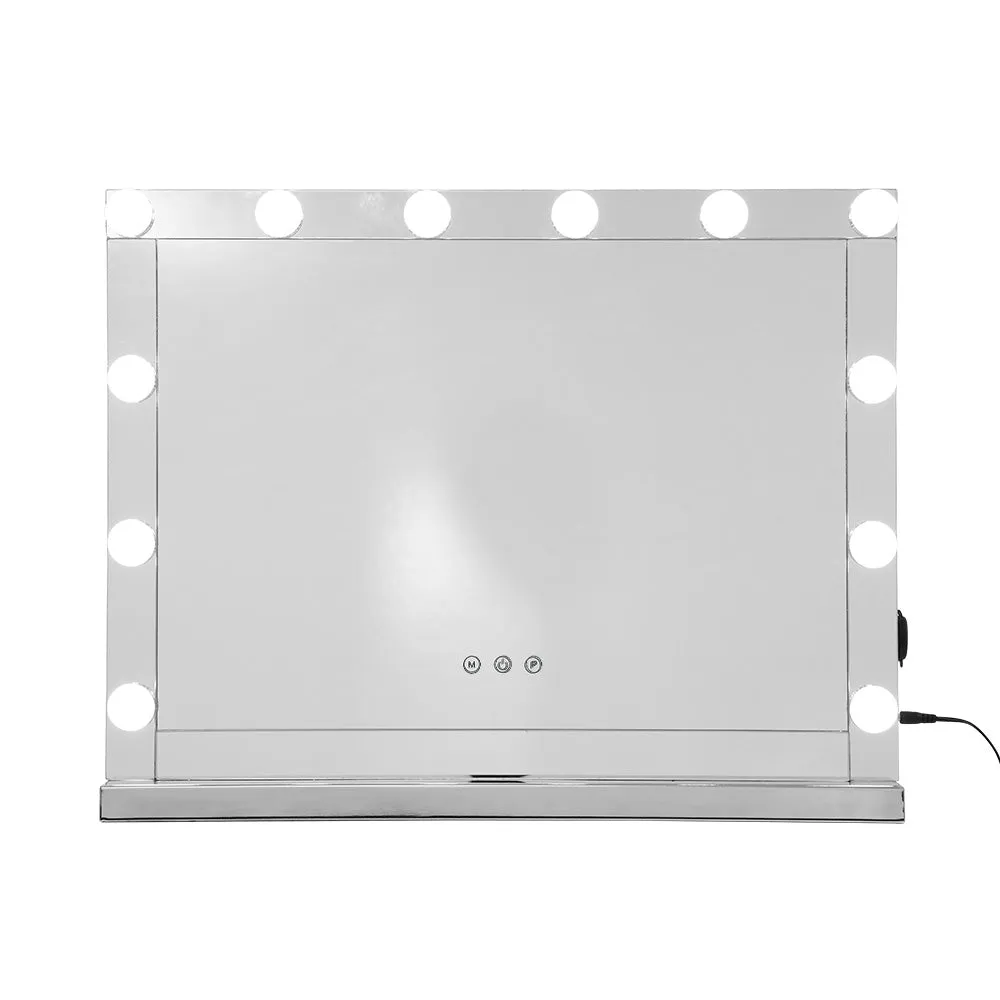Hollywood Makeup Mirror With Light 12 LED Bulbs Vanity Lighted Silver 58cmx46cm
