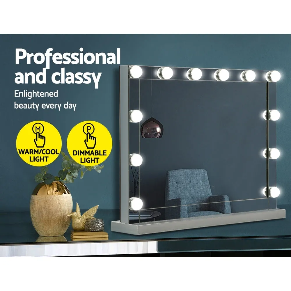 Hollywood Makeup Mirror With Light 12 LED Bulbs Vanity Lighted Silver 58cmx46cm