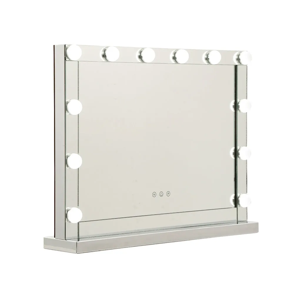 Hollywood Makeup Mirror With Light 12 LED Bulbs Vanity Lighted Silver 58cmx46cm