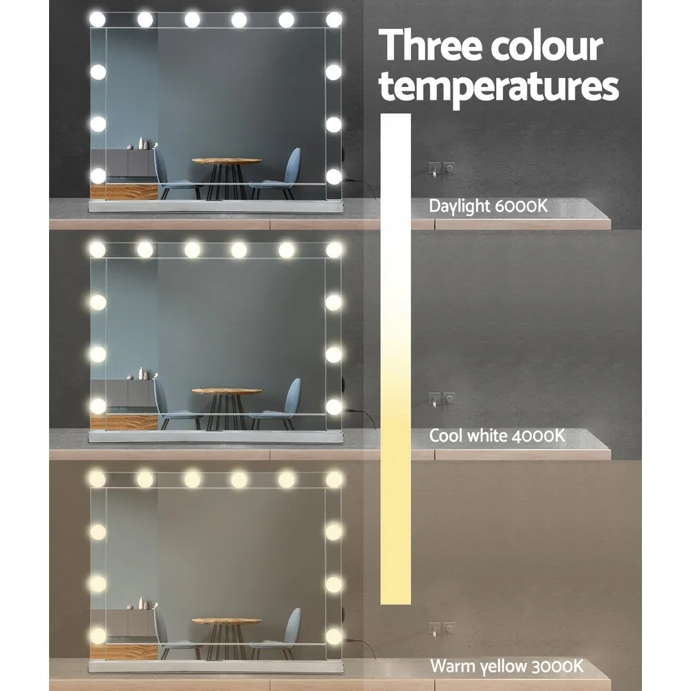 Hollywood Makeup Mirror With Light 12 LED Bulbs Vanity Lighted Silver 58cmx46cm