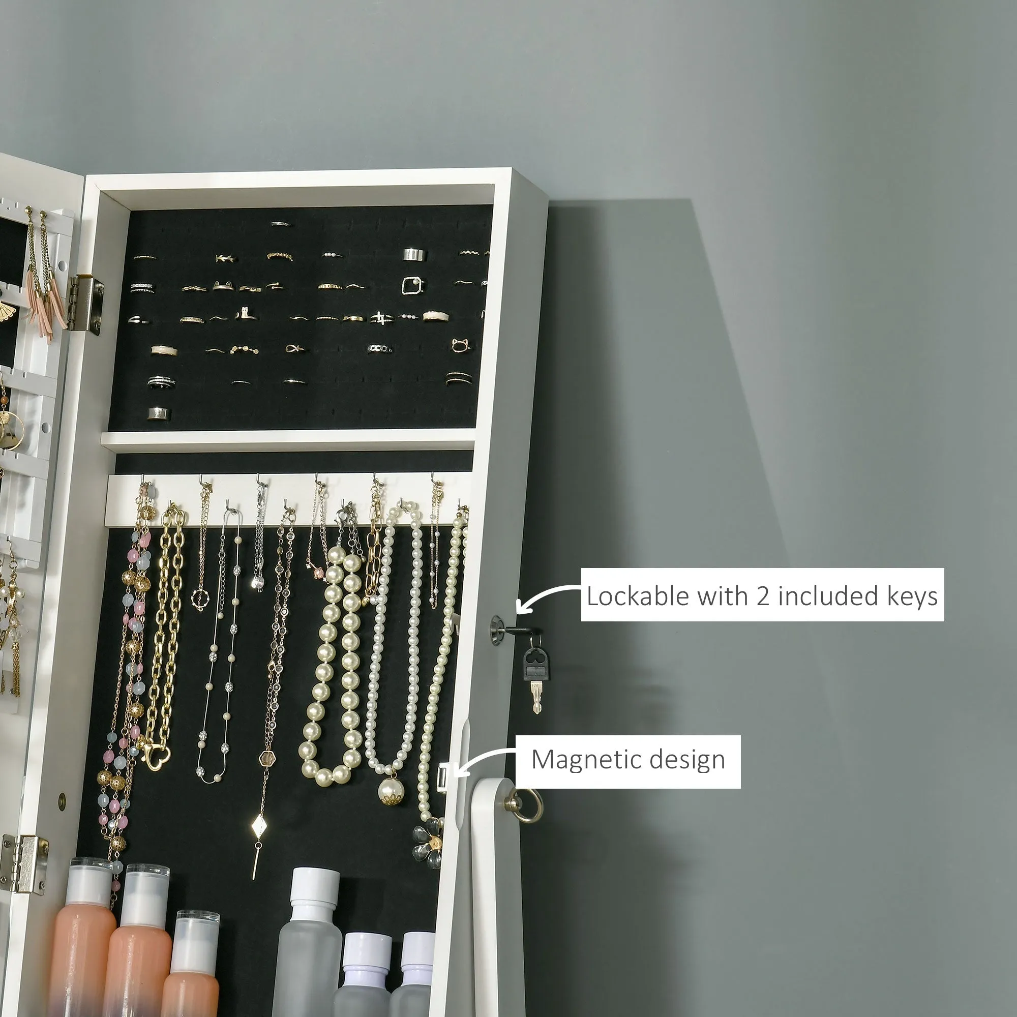 Homcom Jewellery Cabinet with Full-Length Mirror