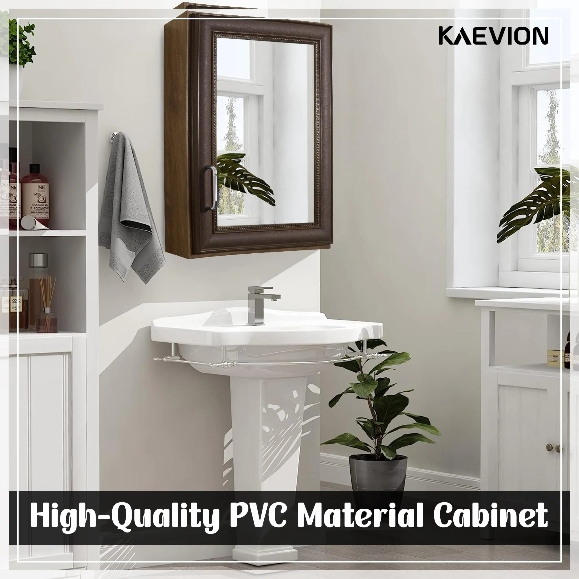 kaevion Waterproof wardrobe Mirror with Inside 5 Shelf Storage | Multipurpose Uses Wall Hanging Mirror – (wenge color shade)