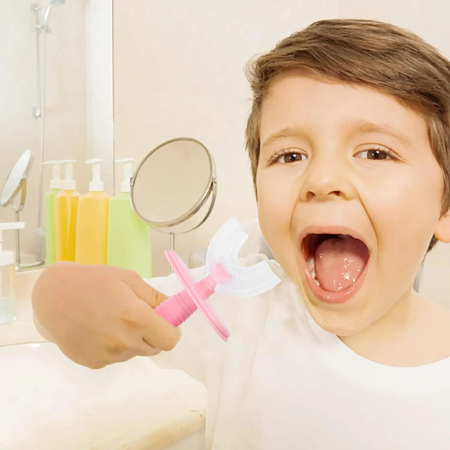 Kids U Shaped Toothbrush ChildrenBaby Silicone Kids ToothbrushU Shaped Silicone Brush Head for 360 Degree Cleaning Suitable For 2-6 Years(1 Pc)