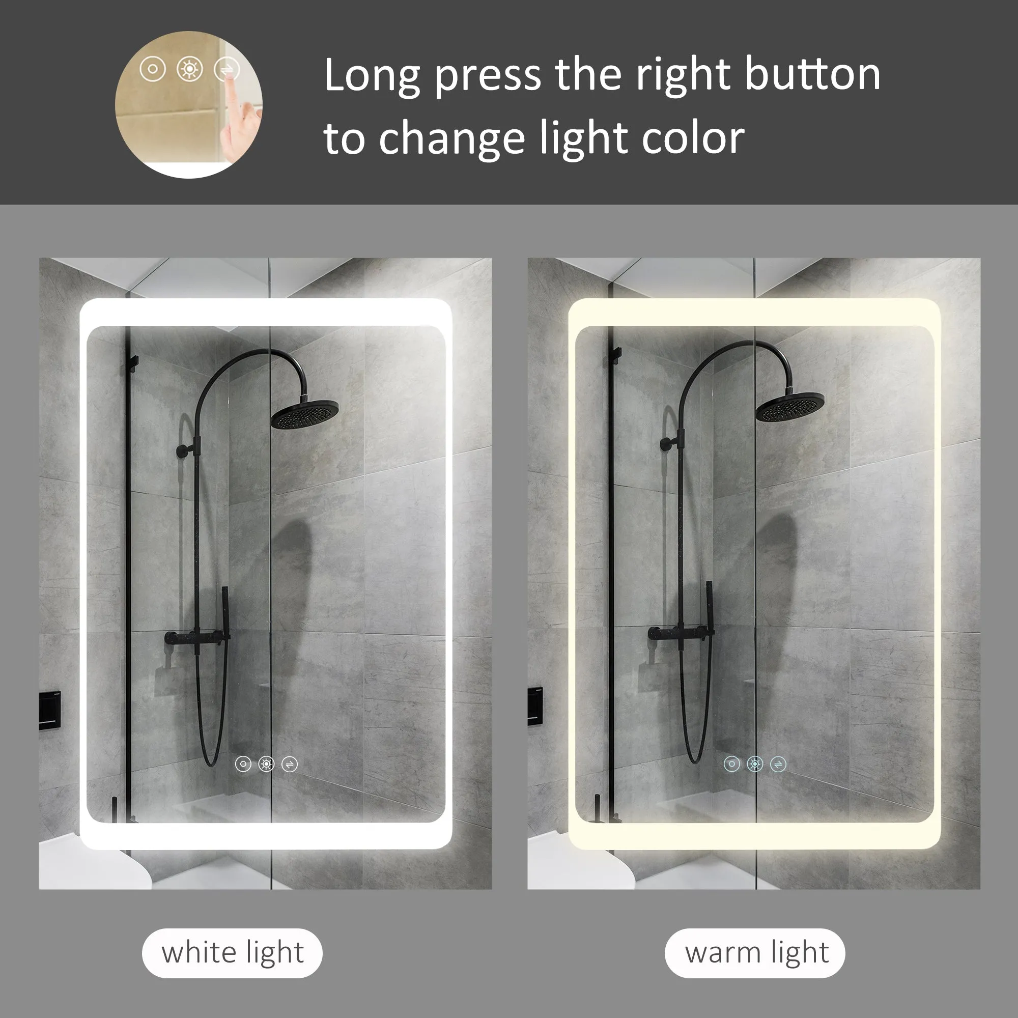 kleankin LED Illuminated Bathroom Mirror Cabinet with LED Lights
