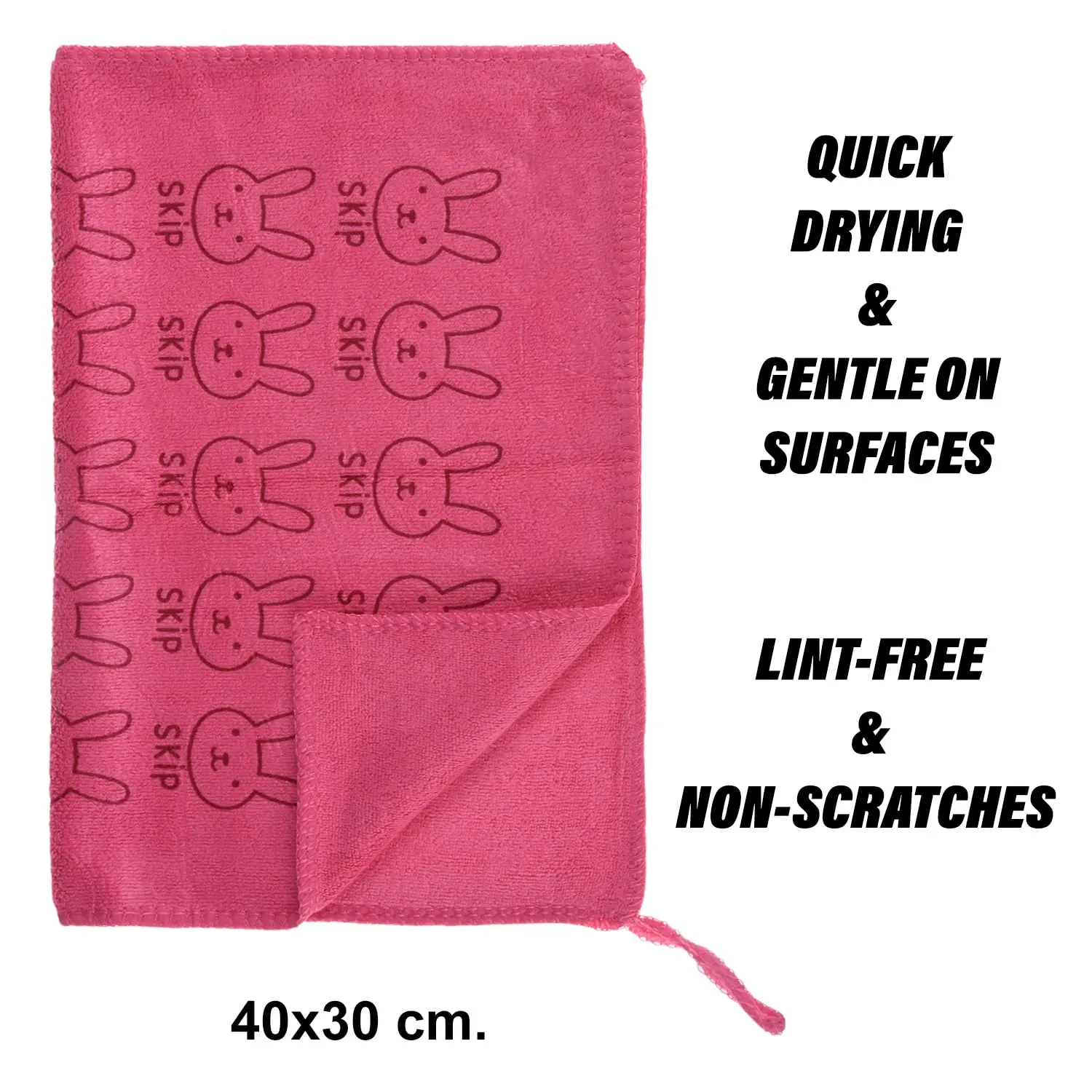 Kuber Industries Cleaning Towel | Reusable Cleaning Towel for Baby | Duster Towel for Home Cleaning | Skip Cleaning Cloth Towel with Hanging Loop | 30x40 | Pack of 2 | Pink
