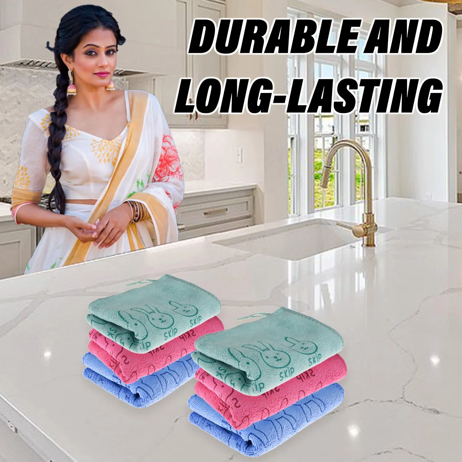 Kuber Industries Cleaning Towel | Reusable Cleaning Towel for Baby | Duster Towel for Home Cleaning | Skip Cleaning Cloth Towel with Hanging Loop | 30x40 | Pack of 2 | Pink