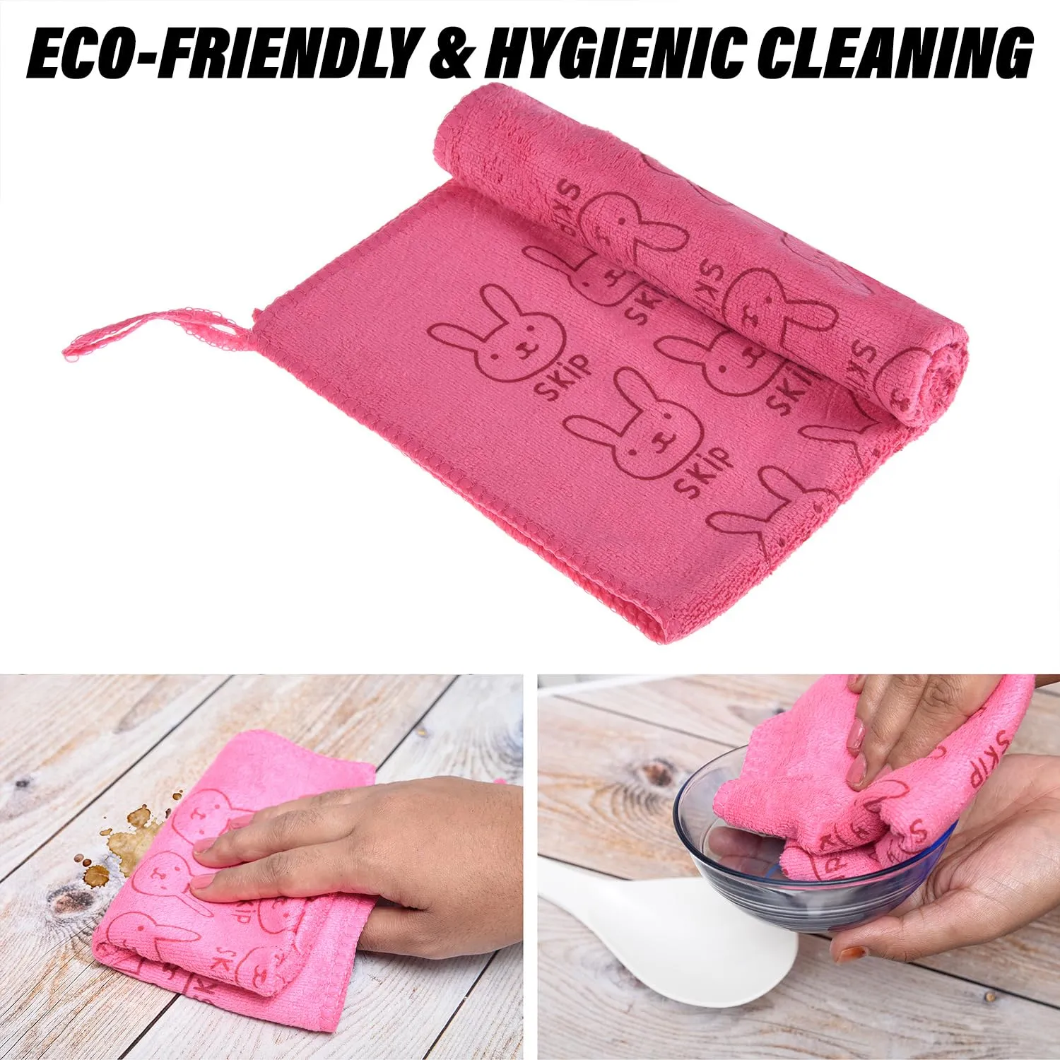 Kuber Industries Cleaning Towel | Reusable Cleaning Towel for Baby | Duster Towel for Home Cleaning | Skip Cleaning Cloth Towel with Hanging Loop | 30x40 | Pack of 2 | Pink