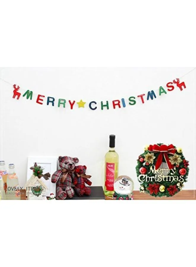 Large 40 CM Christmas Wreath for Door or Wall, Garland Christmas Home Decoration (Red Ribbon 2)