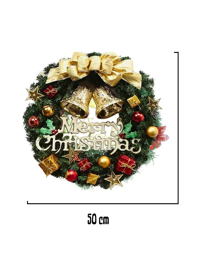 Large Christmas Wreath for Door or Wall, Garland Christmas Home Decoration (Golden Ribbon 50 cm)