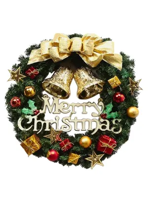 Large Christmas Wreath for Door or Wall, Garland Christmas Home Decoration (Golden Ribbon 50 cm)