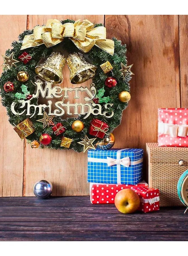 Large Christmas Wreath for Door or Wall, Garland Christmas Home Decoration (Golden Ribbon 50 cm)