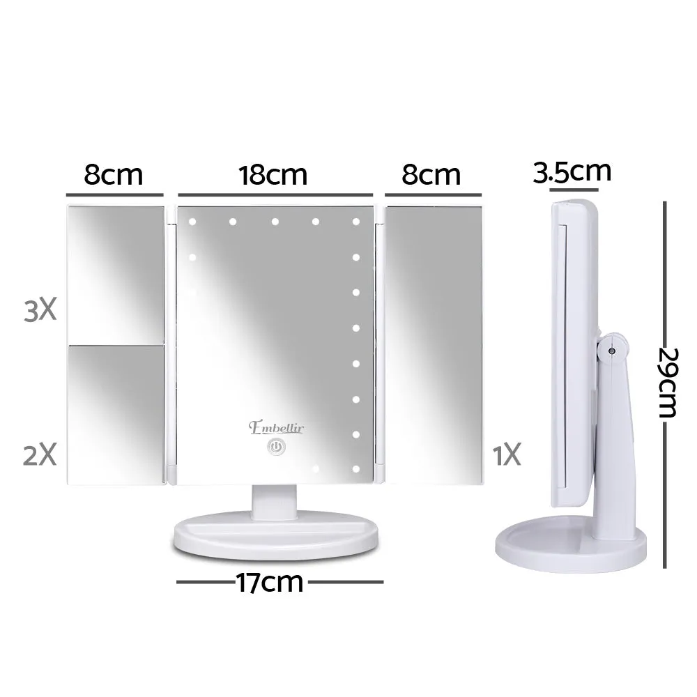 LED Tri-Fold Make Up Mirror