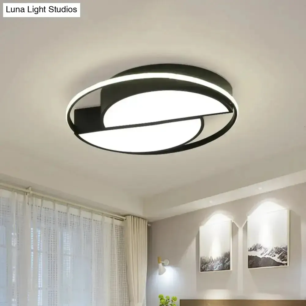 Modern Black LED Semicircle Acrylic Ceiling Light with Glowing Ring