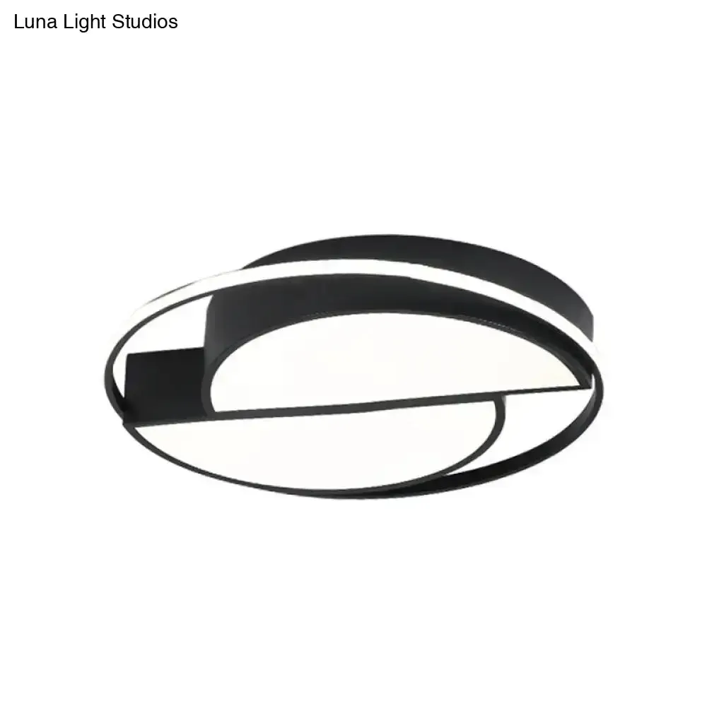 Modern Black LED Semicircle Acrylic Ceiling Light with Glowing Ring
