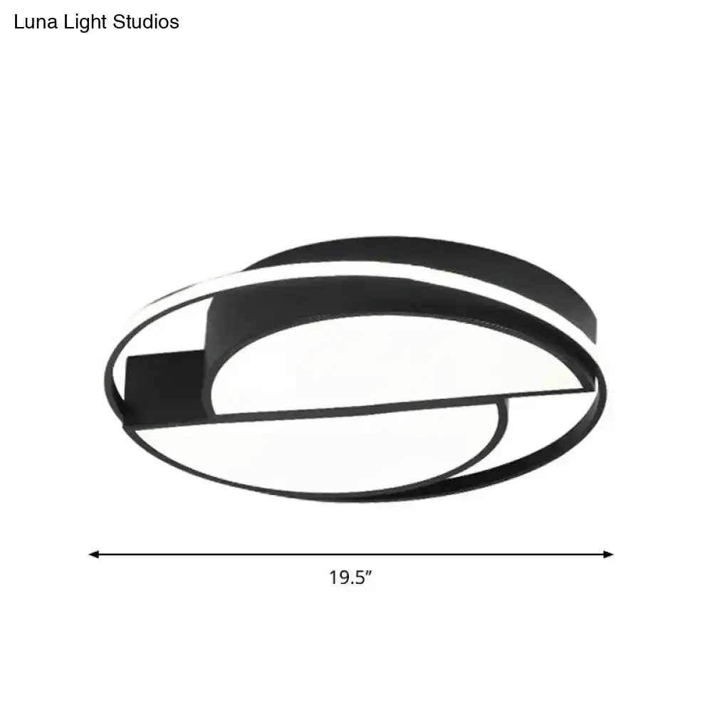 Modern Black LED Semicircle Acrylic Ceiling Light with Glowing Ring