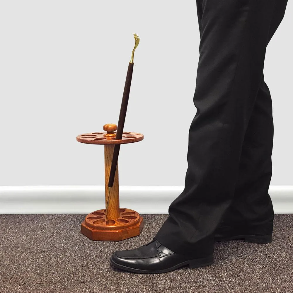Natural Oak Wooden Shoe Horn Stand: Functional & Elegant