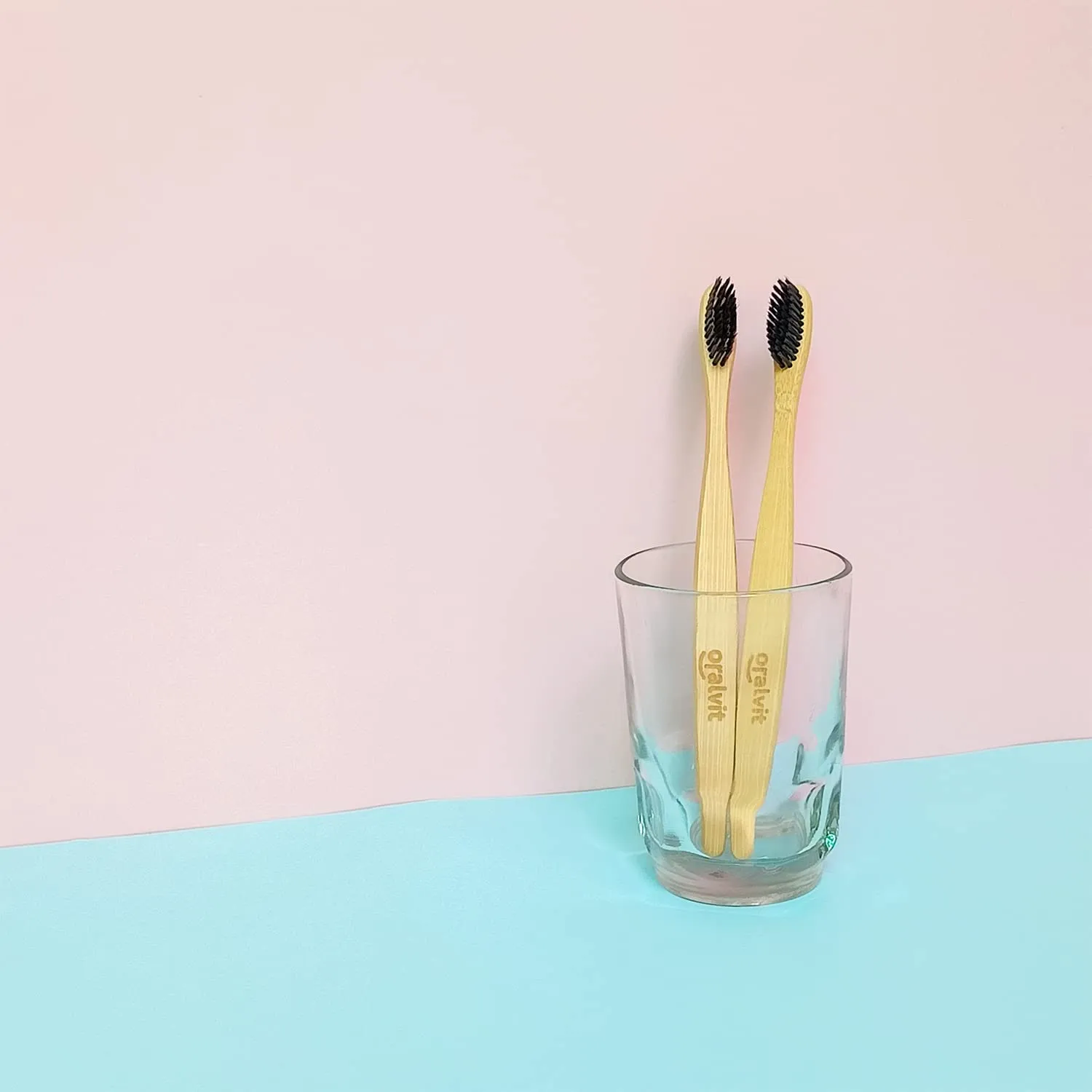 Oralvit Bamboo Charcoal Toothbrush 100% Natural | Anti-bacterial & Biodegradable | Eco-Friendly | For Adults & Kids | BPA Free (Pack Of 2)