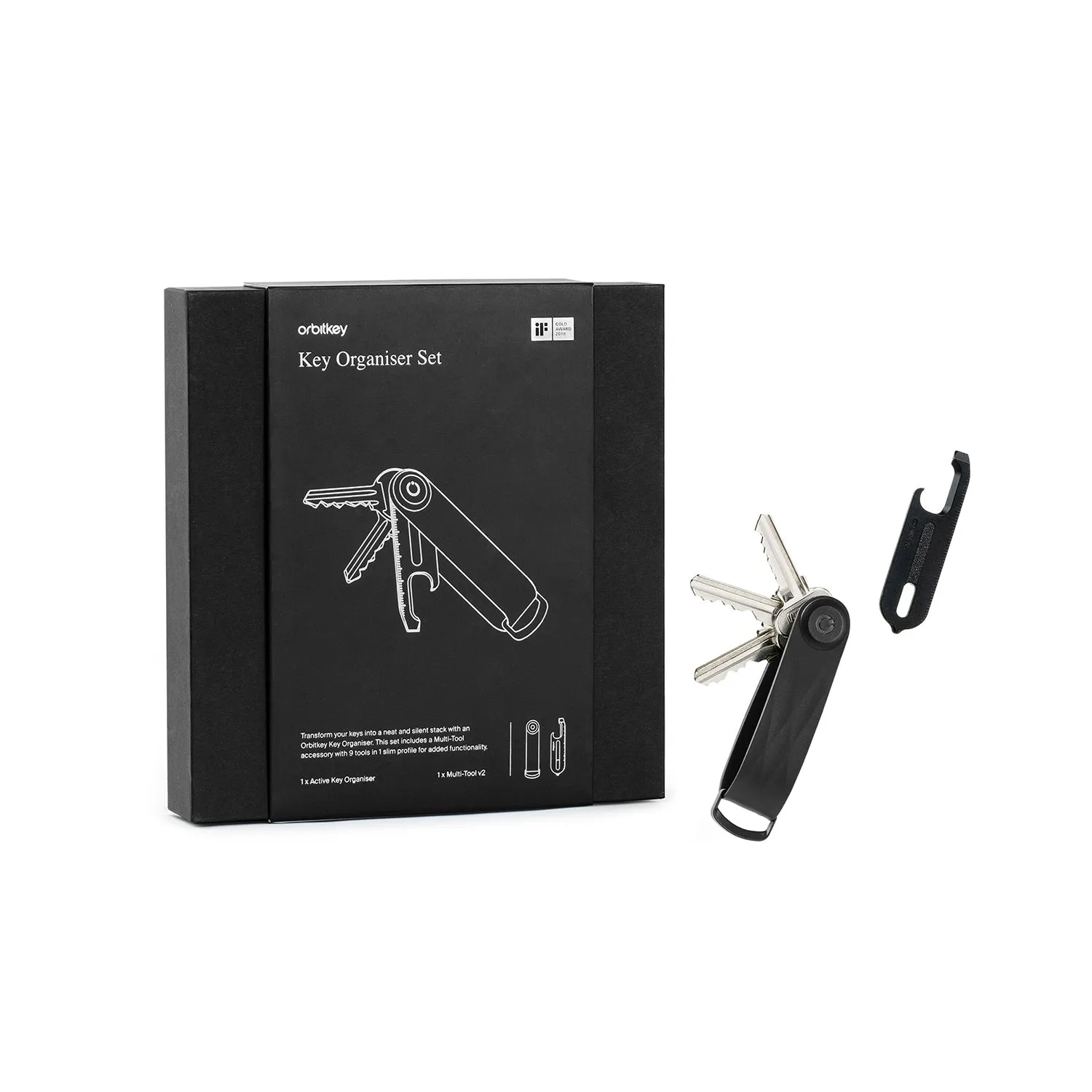 orbitkey | key organiser gift set | black active   multi-tool - DC