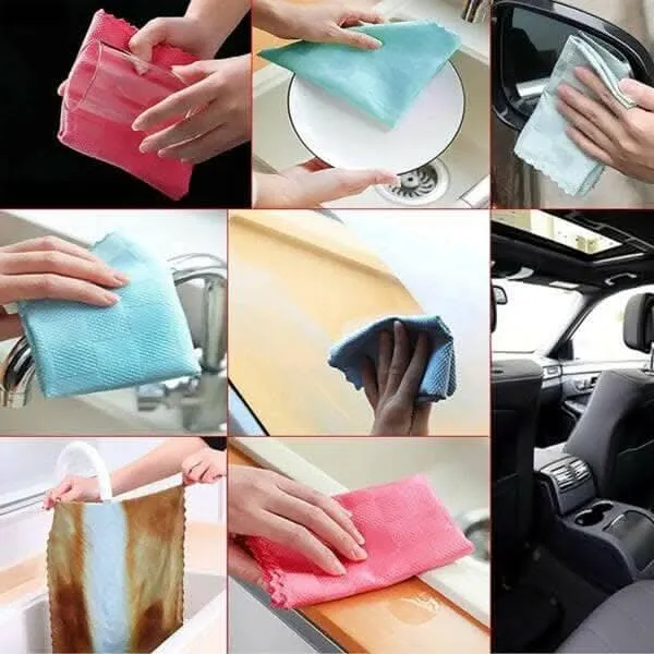 P-PLUS INTERNATIONAL Nanoscale Cleaning Cloths , Kitchens and Cars (Pack of 5, Random Color)