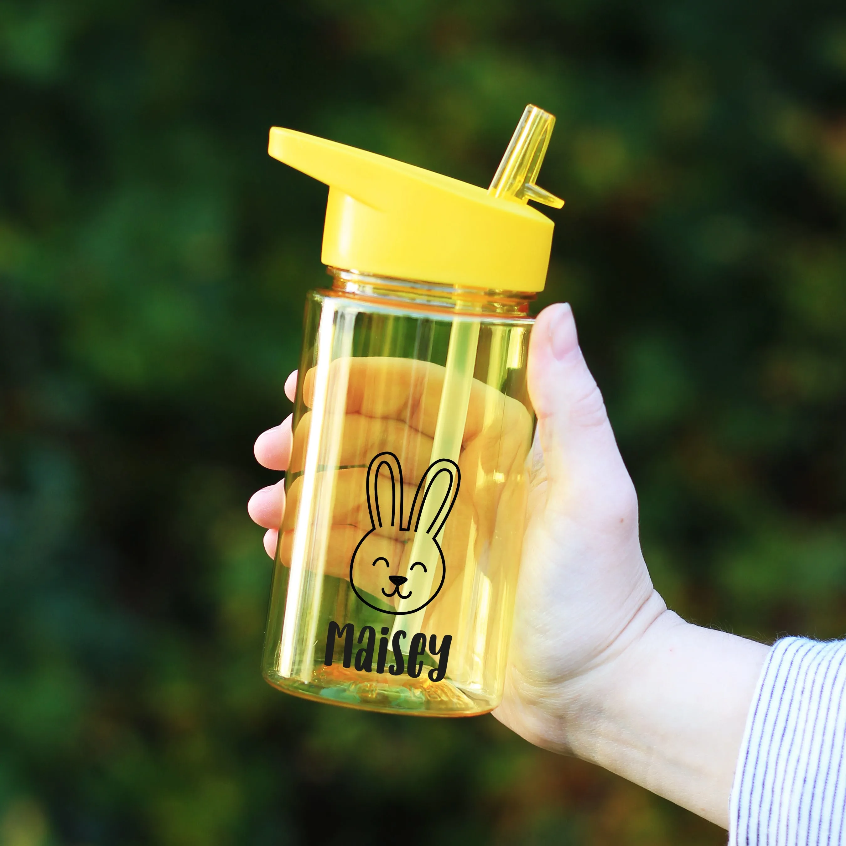 Personalised Children's 440ml Tritan Water Bottle with Flip Straw & Carry Handle