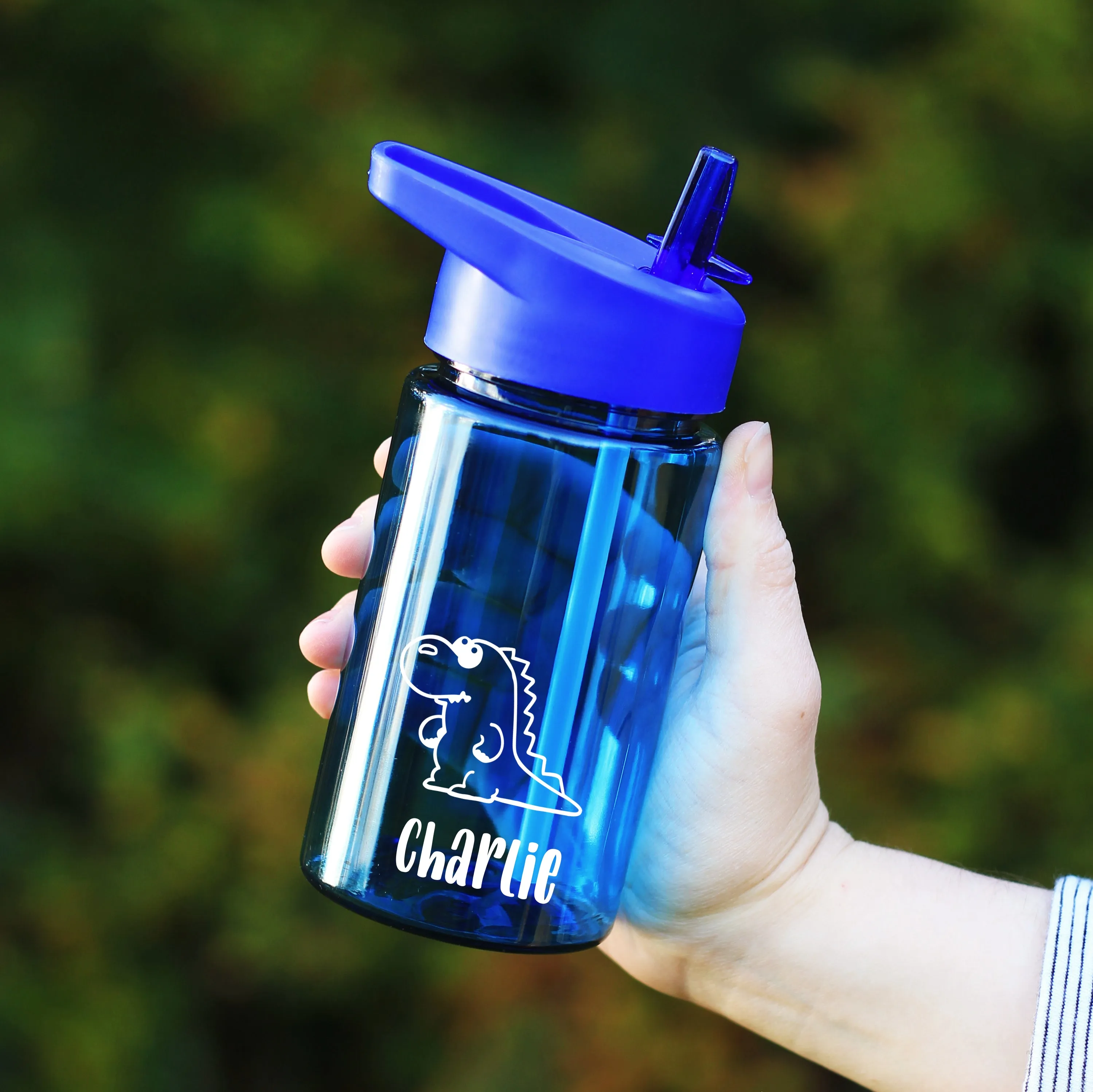 Personalised Children's 440ml Tritan Water Bottle with Flip Straw & Carry Handle