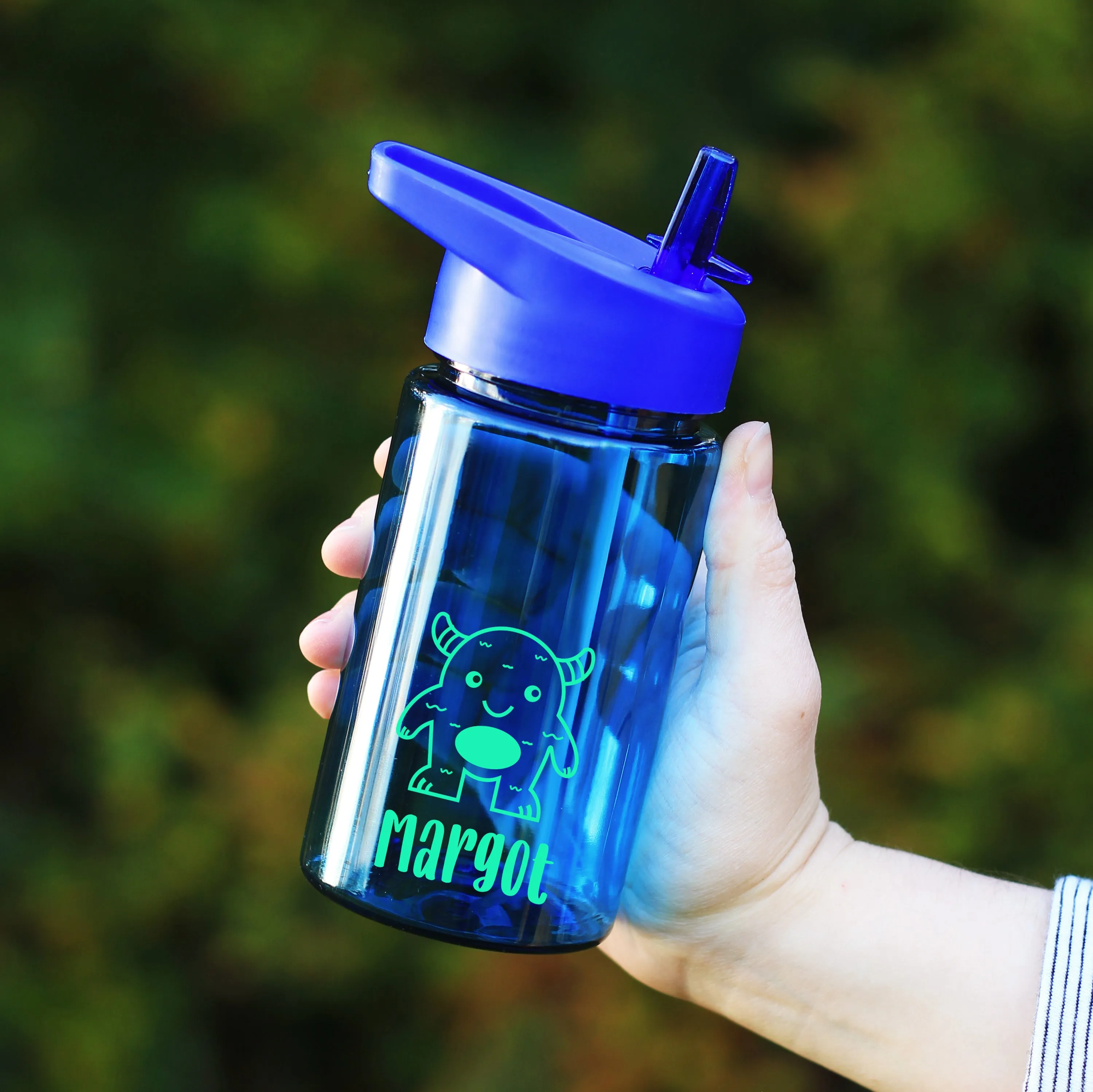 Personalised Children's 440ml Tritan Water Bottle with Flip Straw & Carry Handle